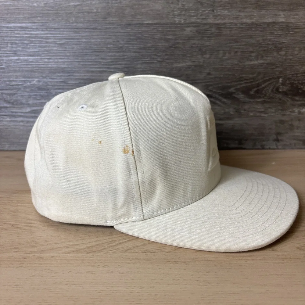Poler Hat Cap Snap Back White Camp Vibes Embroidered Canvas Mens Faded Stains